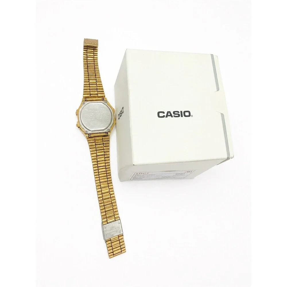 Casio Vintage Digital Wristwatch Gold Tone Alarm Chronograph Box